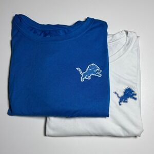 Lot 2 Detroit Lions NFL Nike Dri-FIT Long Sleeve Shirt Mens 3XL Blue & White